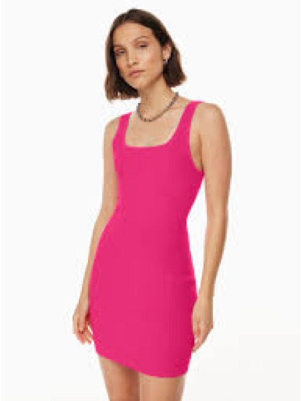 Babaton Aritzia Sculpt Knit Nylon Stretch Ribbed Squareneck Mini Dress Small